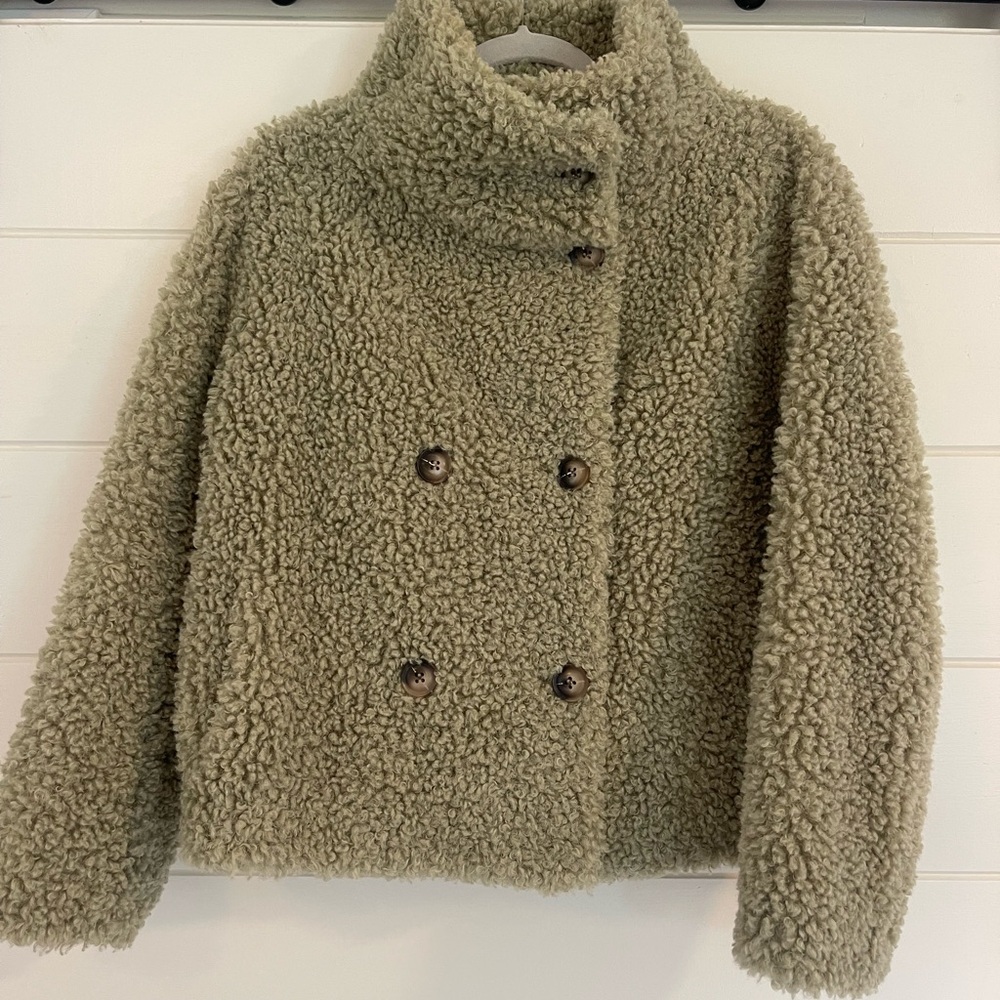Anthropology Olive Green Sherpa Jacket